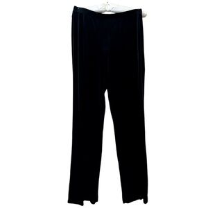 Black Velvet Pants Pullon Elastic Waist Straight Leg Vintage by Notations Size S
